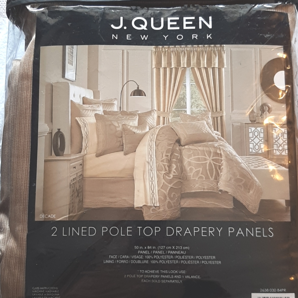 J Queen New York 2 Lined Pole Top Drapery Panels